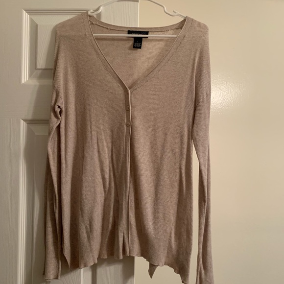 Beige waffle knit cardigan - Picture 1 of 5